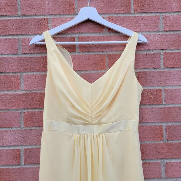 David's Bridal sleeveless chiffon dress with ruffled back detail canary yellow 8 - Picture 3 of 6